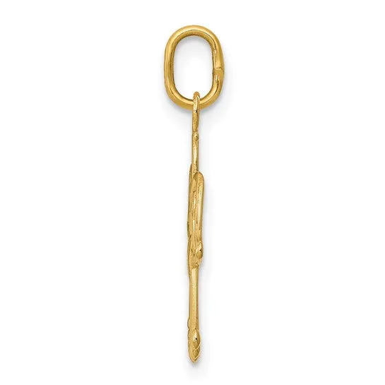 14k Gold Angel with Heart Petite Charm Pendant