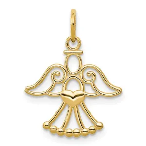 14k Gold Angel with Heart Petite Charm Pendant