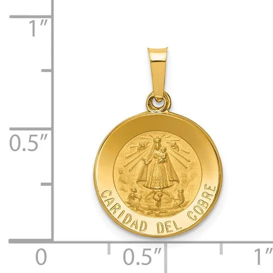 14k Gold Caridad Del Cobre Medal Hollow Pendant