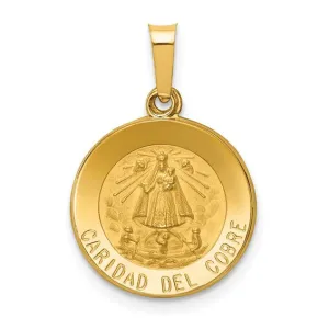 14k Gold Caridad Del Cobre Medal Hollow Pendant