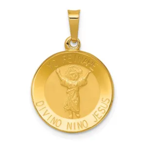 14K Gold Divino Nino Round Medal Pendant