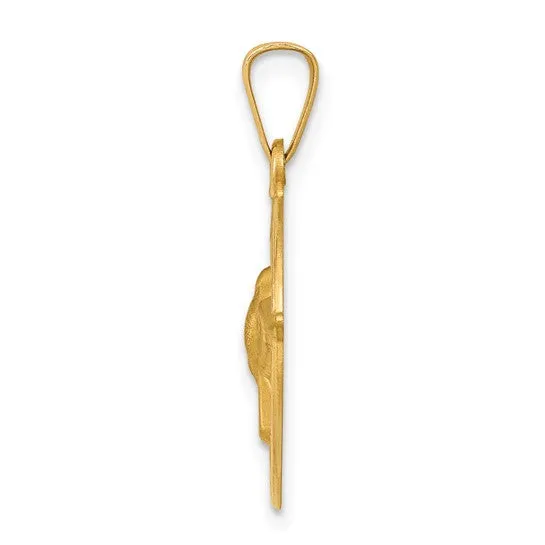 14k Gold Holy Spirit Medal Hollow Round Pendant