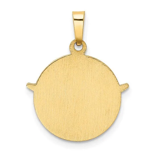 14k Gold Holy Spirit Medal Hollow Round Pendant