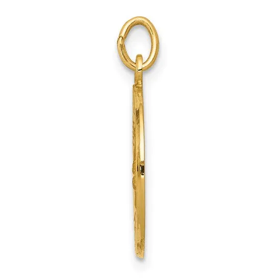 14k Gold Our Guardian Angel Protect Us Medal Charm (Solid)