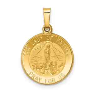 14k Gold Our Lady Fatima Medal Hollow Pendant