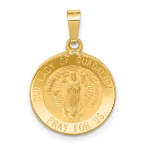14k Gold Our Lady Guadalupe Medal Hollow Pendant