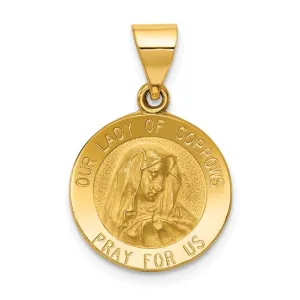 14k Gold Our Lady of Sorrows Medal Hollow Pendant