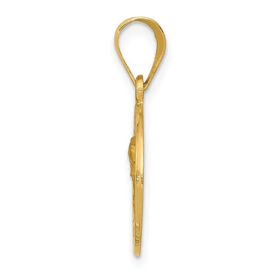 14k Gold Our Lady of Sorrows Medal Hollow Pendant