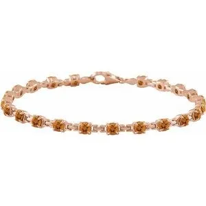14K Rose Natural Citrine 7 1/4" Line Bracelet