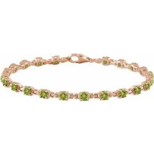 14K Rose Natural Peridot 7 1/4" Line Bracelet