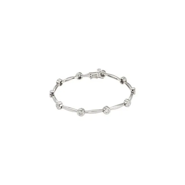 14K White Gold 1 CTW Natural Diamond Line 7 1/2" Bracelet