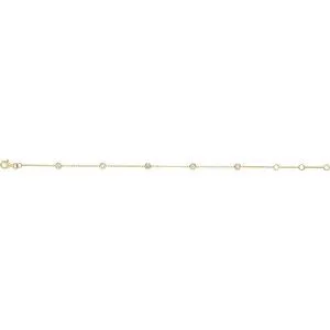 14K Yellow 1/4 CTW Natural Diamond Bezel-Set 5-Station 5 1/2-7" Bracelet
