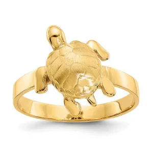 14K Yellow Gold Textured Sea Turtle Ring