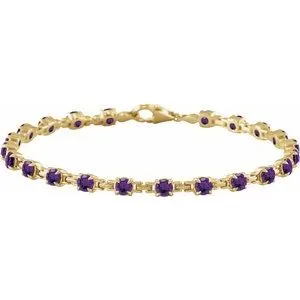 14K Yellow Natural Amethyst 7 1/4" Line Bracelet