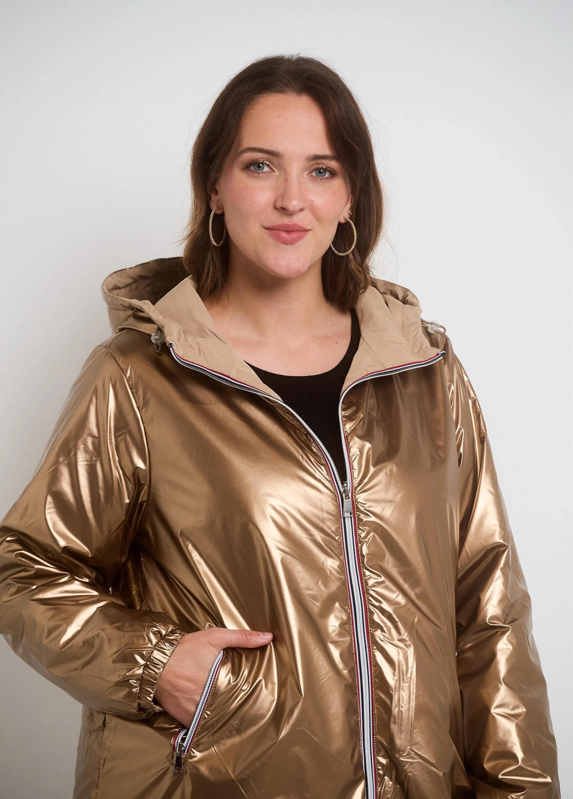 2 in 1 reversible zipped water-repellent parka