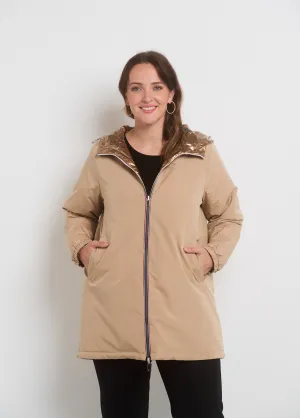2 in 1 reversible zipped water-repellent parka