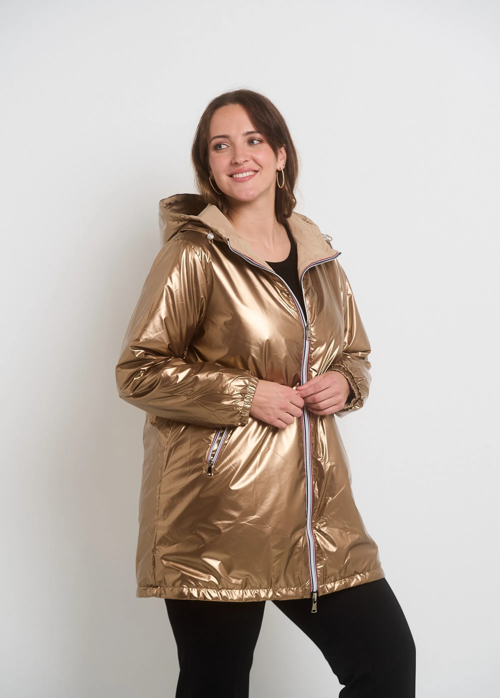 2 in 1 reversible zipped water-repellent parka