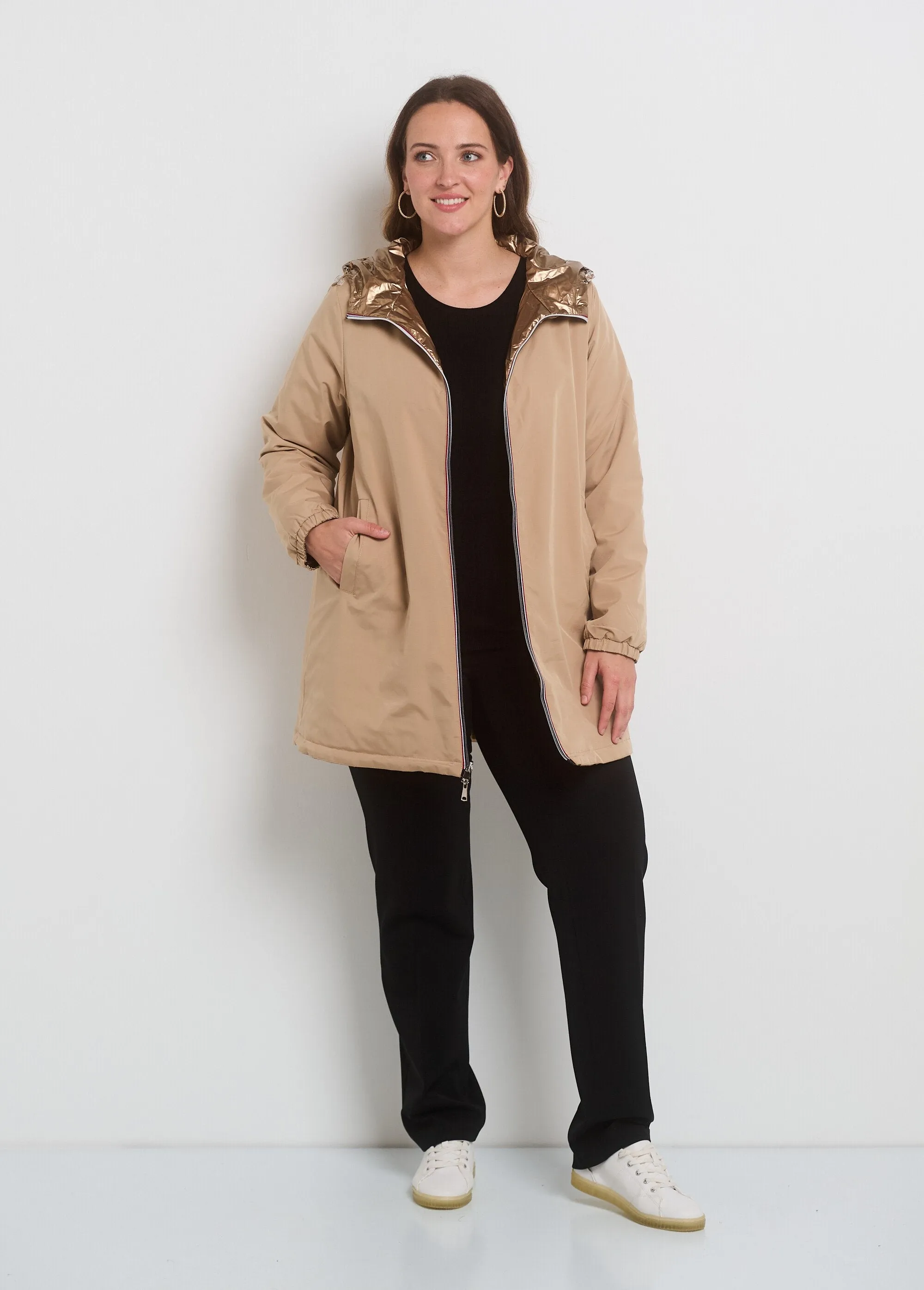 2 in 1 reversible zipped water-repellent parka