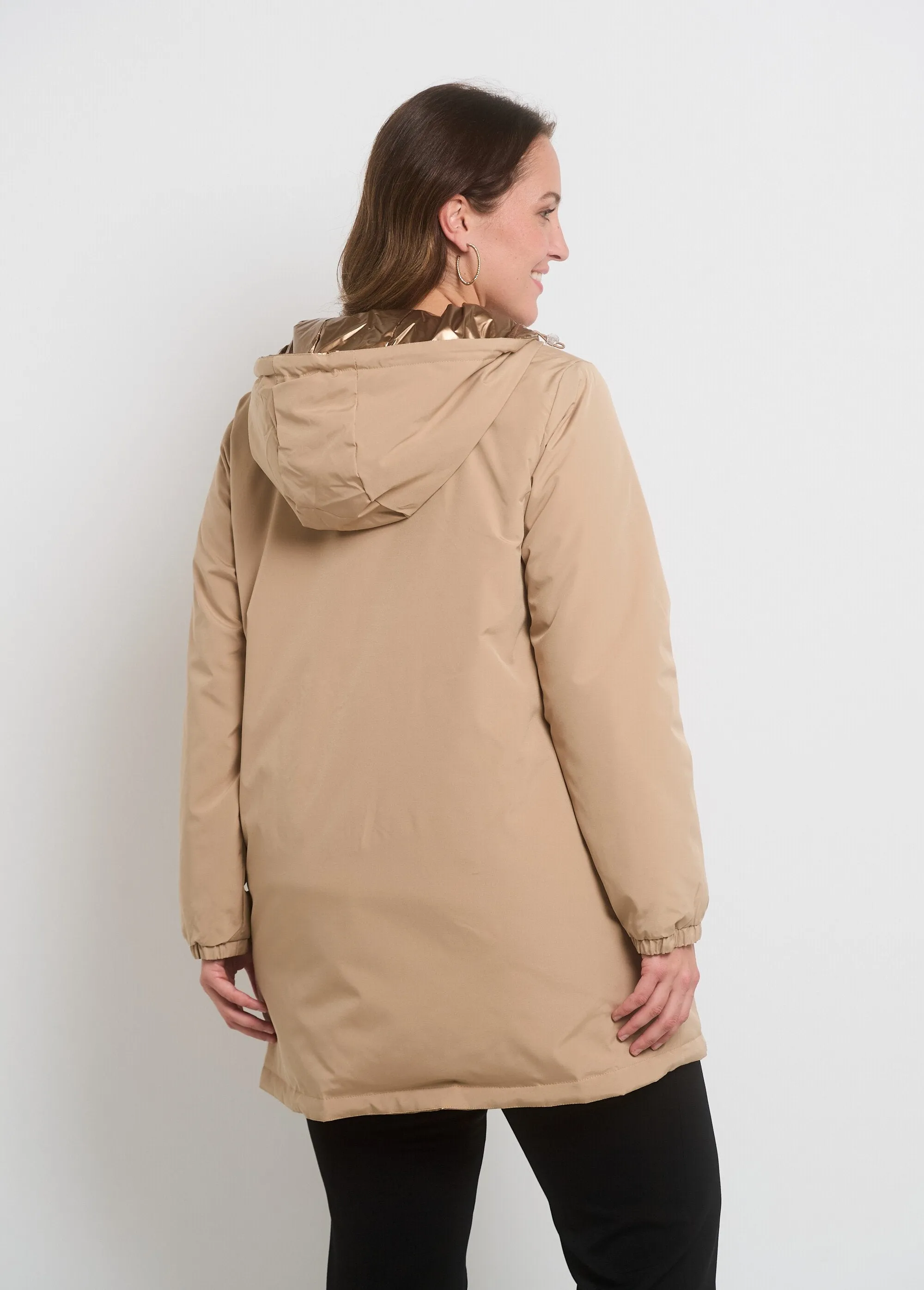 2 in 1 reversible zipped water-repellent parka