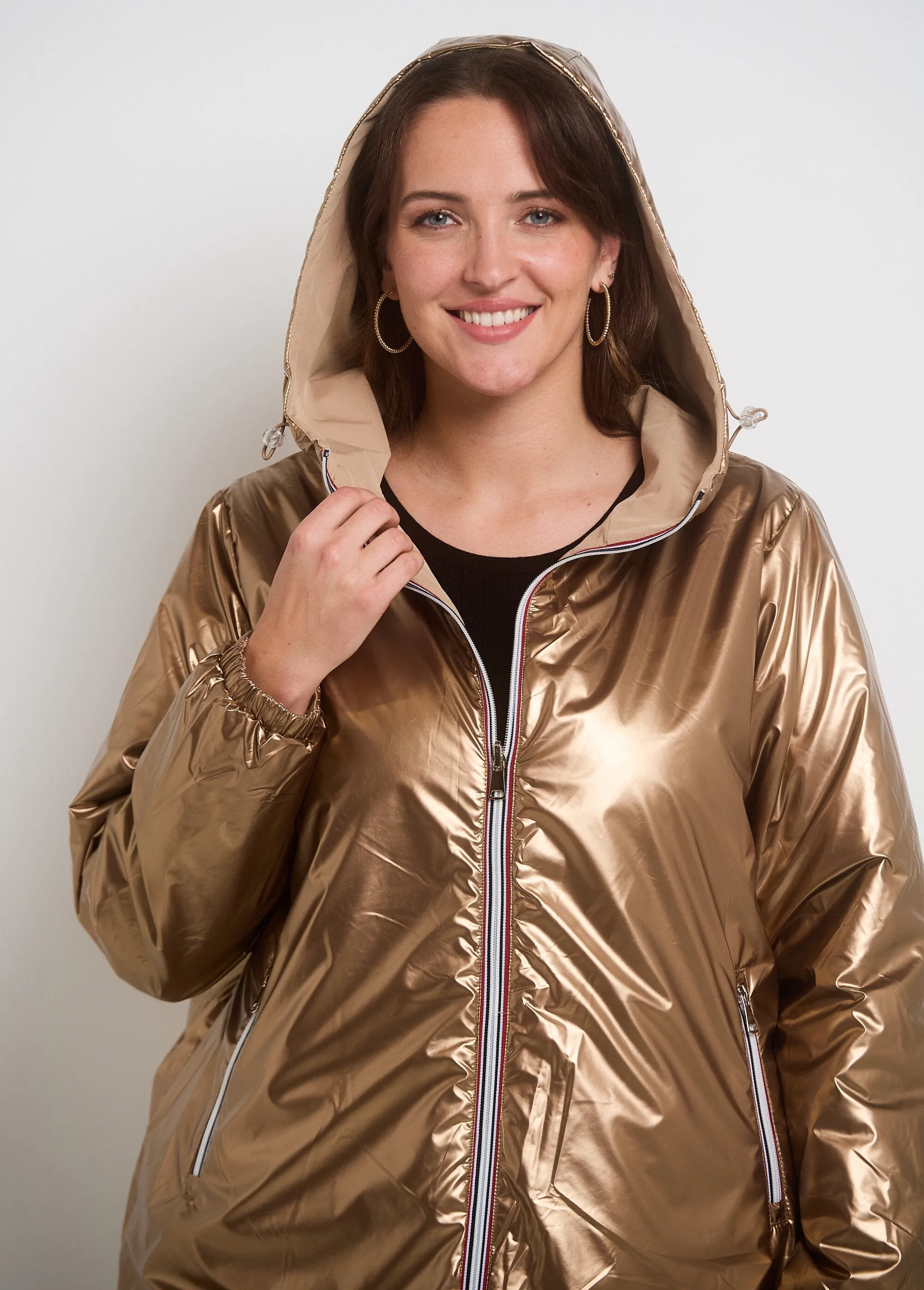2 in 1 reversible zipped water-repellent parka
