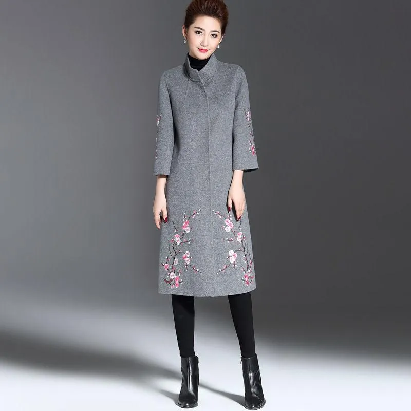 2019 Women Ladies Coat Autumn Winter Lapel Slim Long Coat Jacket Parka Outwear Wool Overcoat