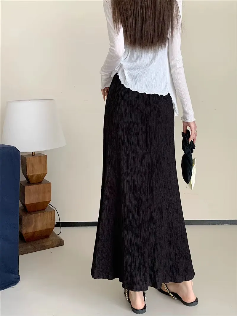 2024 Woman Clothing Korean Style Vintage Fashion Autumn High Waist Long Tulle Sexy Knit Modest Pencil Maxi Pleuche Skirts Y2K