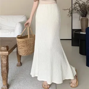 2024 Woman Clothing Korean Style Vintage Fashion Autumn High Waist Long Tulle Sexy Knit Modest Pencil Maxi Pleuche Skirts Y2K