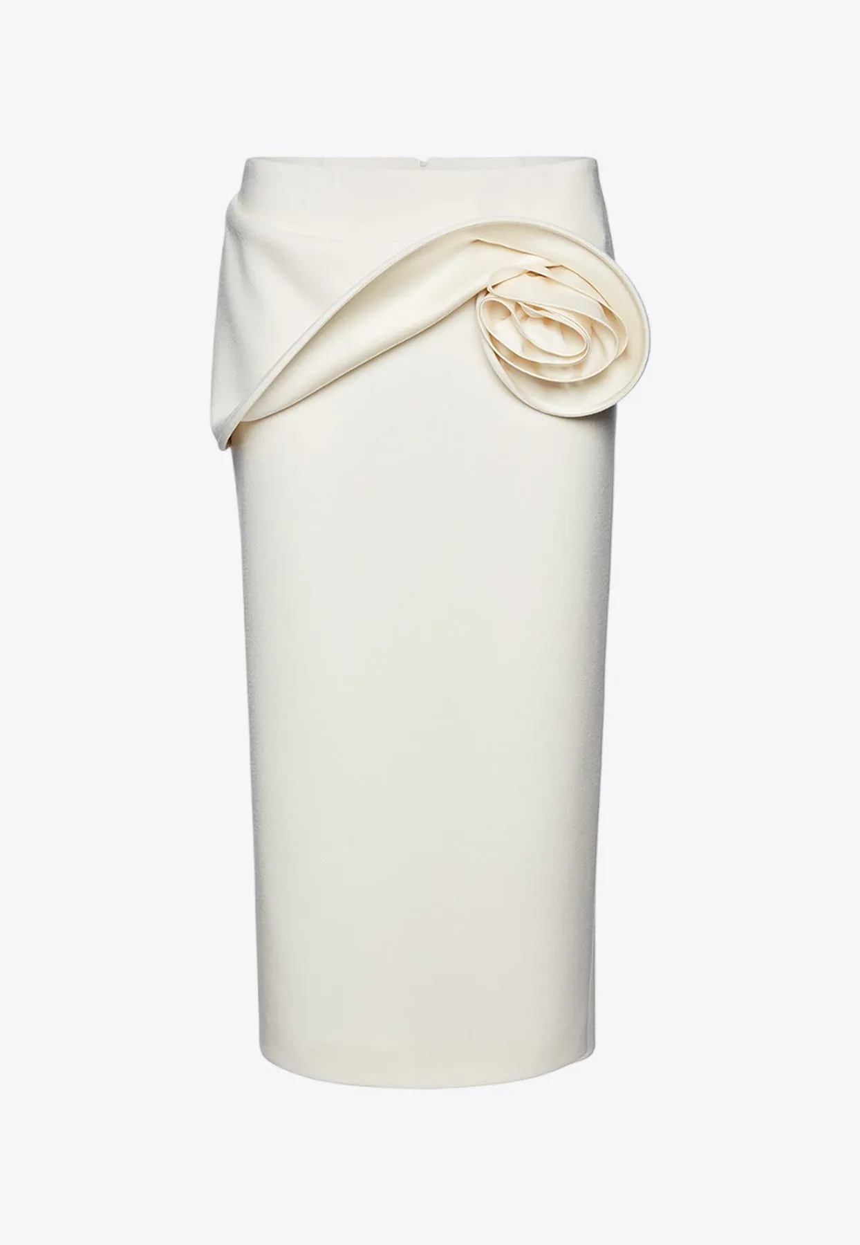 3D Floral Appliqué Midi Skirt