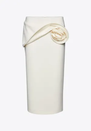 3D Floral Appliqué Midi Skirt