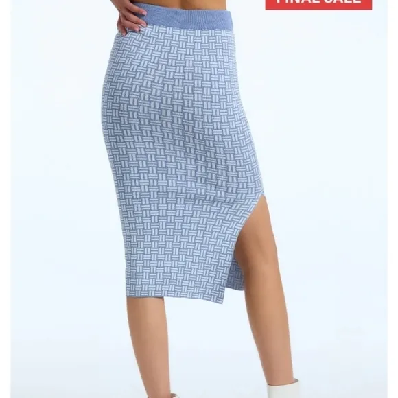 525 America Jacquard Pencil Skirt in Sea Wave Multi