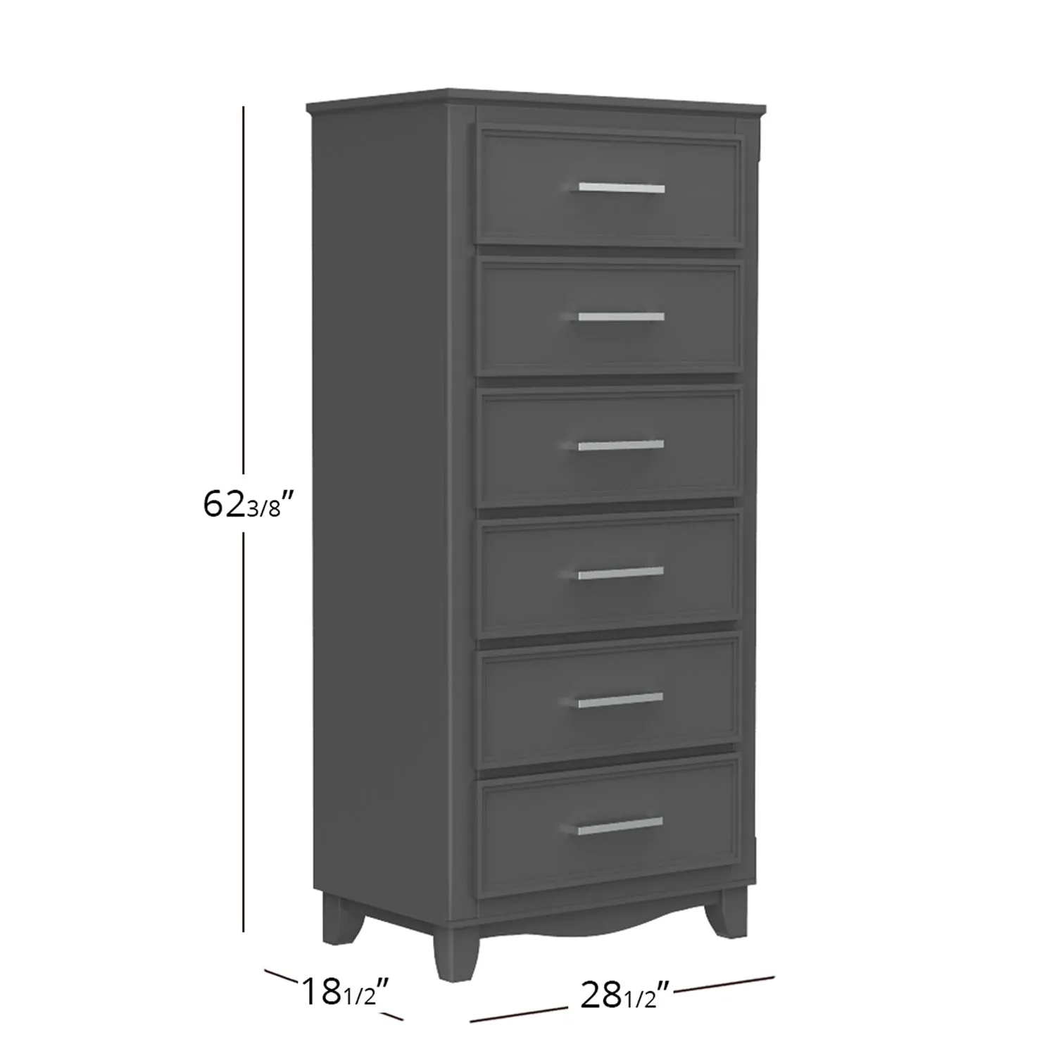 6 drawer chest storage organization for office home decor, dark grey