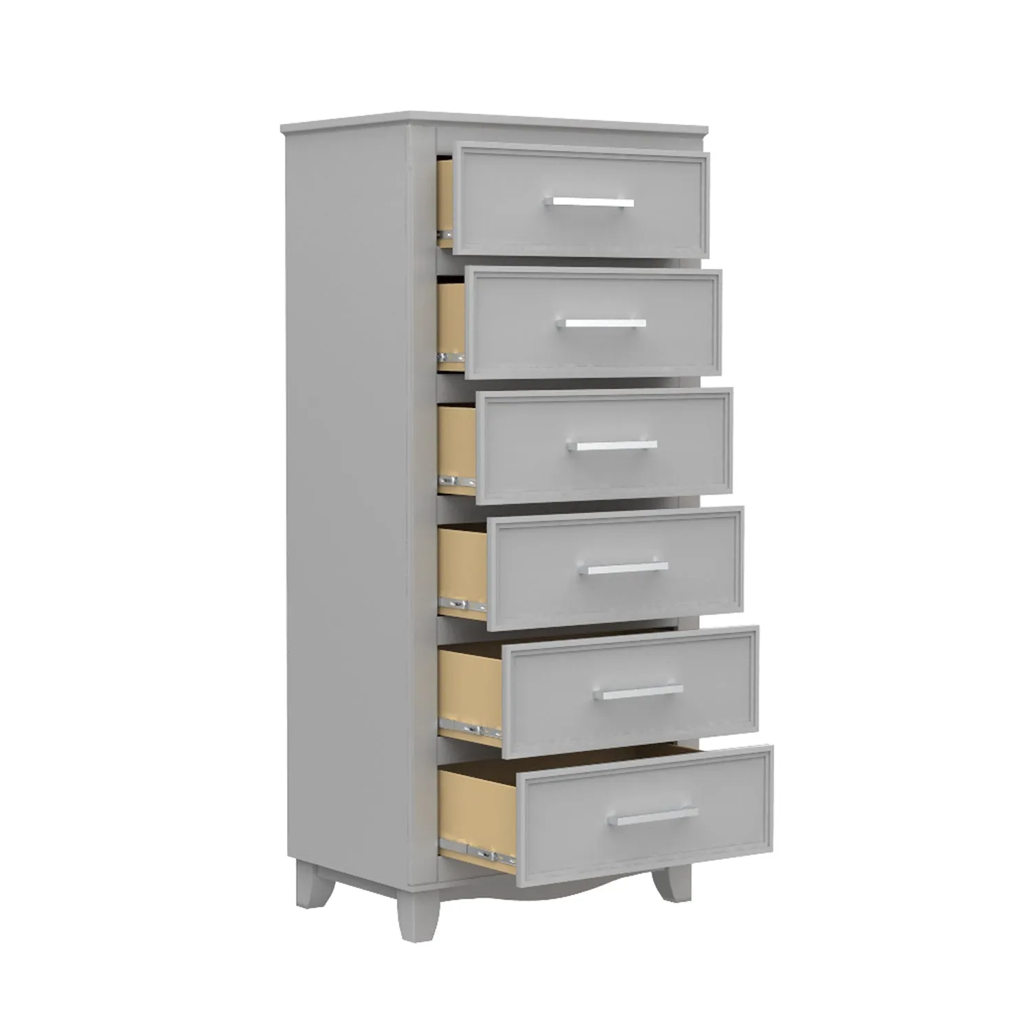 6 drawer chest storage organization for office home decor, light grey