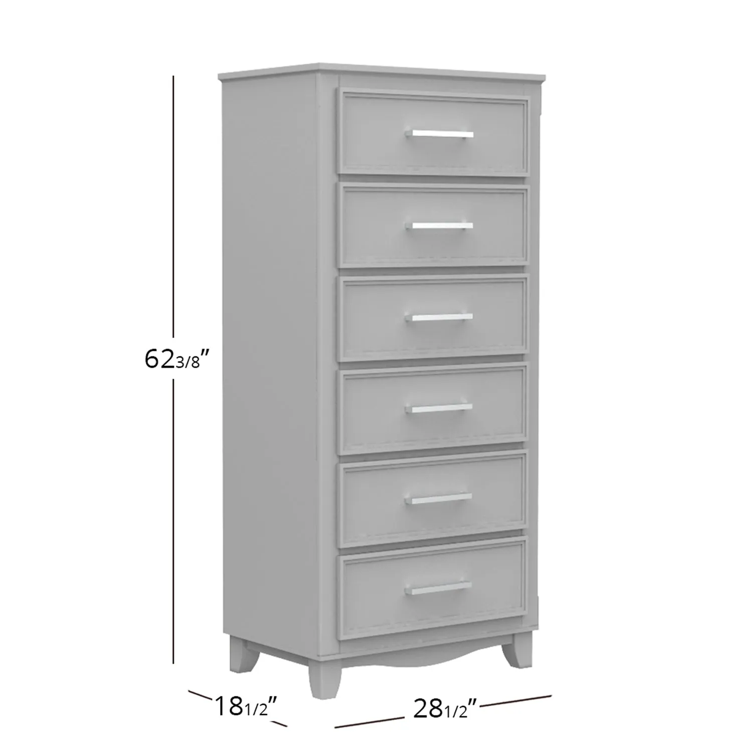 6 drawer chest storage organization for office home decor, light grey