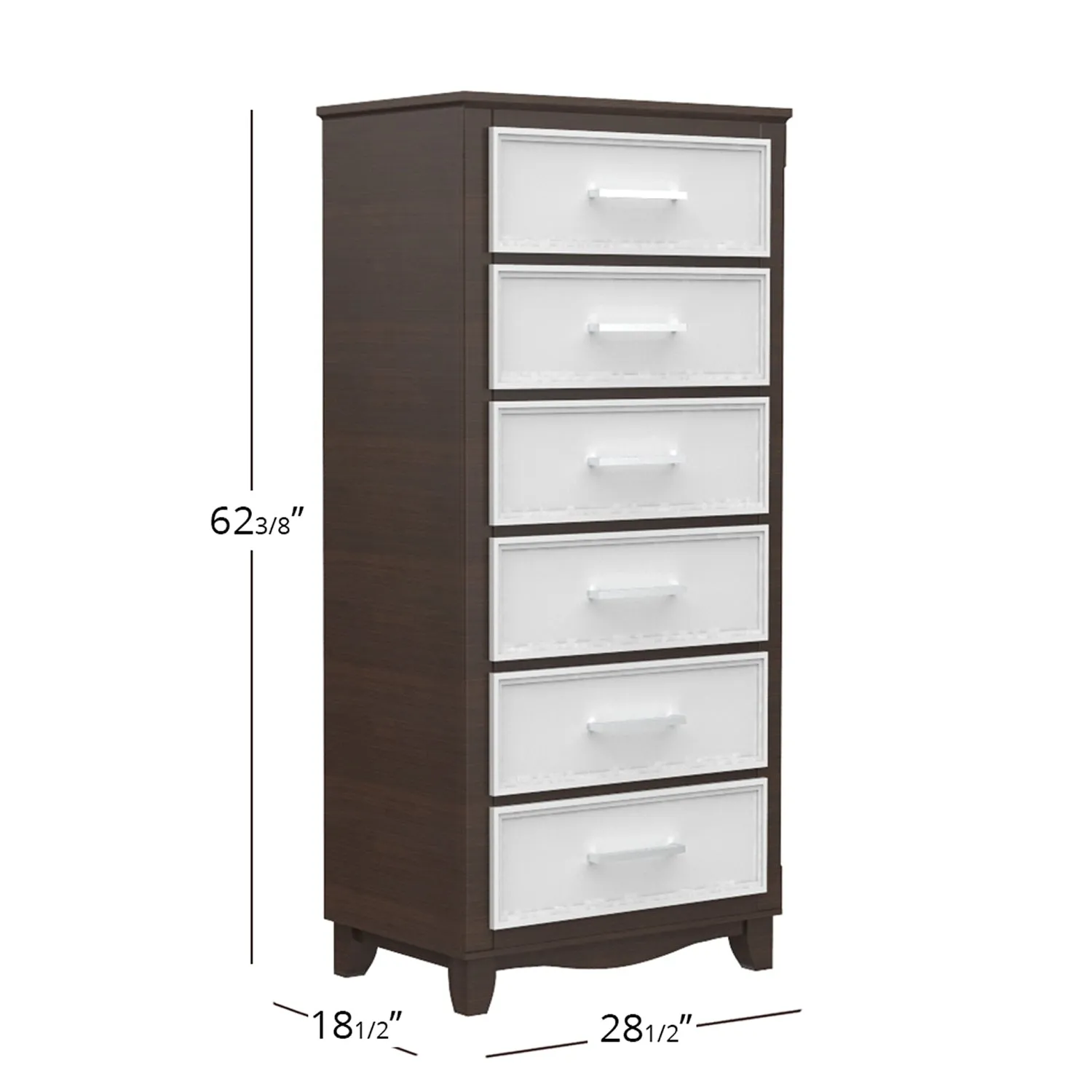 6 drawer chest storage organization for office home decor, white & walnut