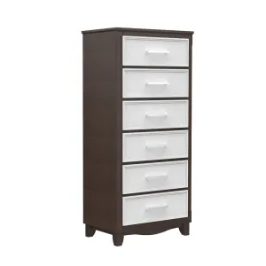 6 drawer chest storage organization for office home decor, white & walnut