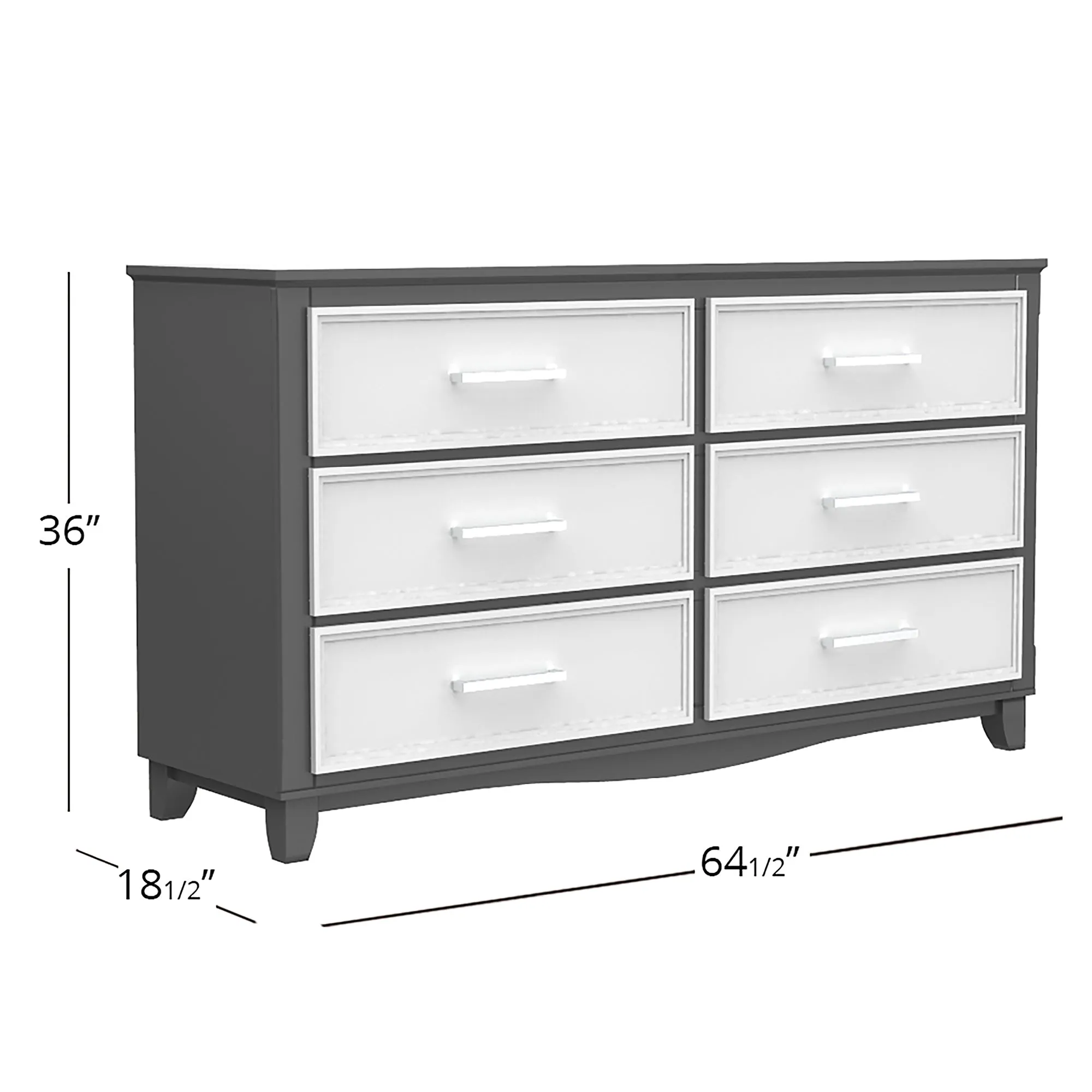 6-drawer double dresser organization for home decor, dark grey & white