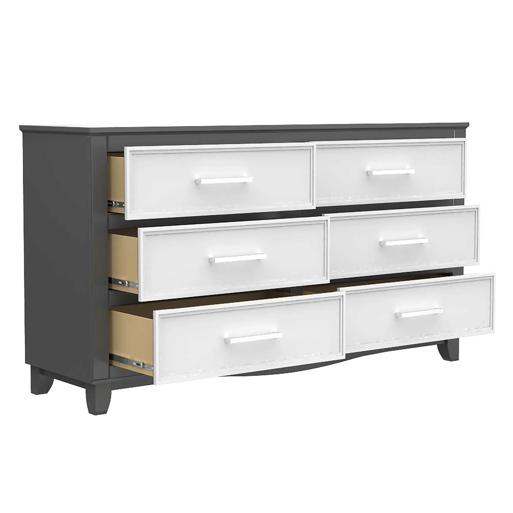 6-drawer double dresser organization for home decor, dark grey & white