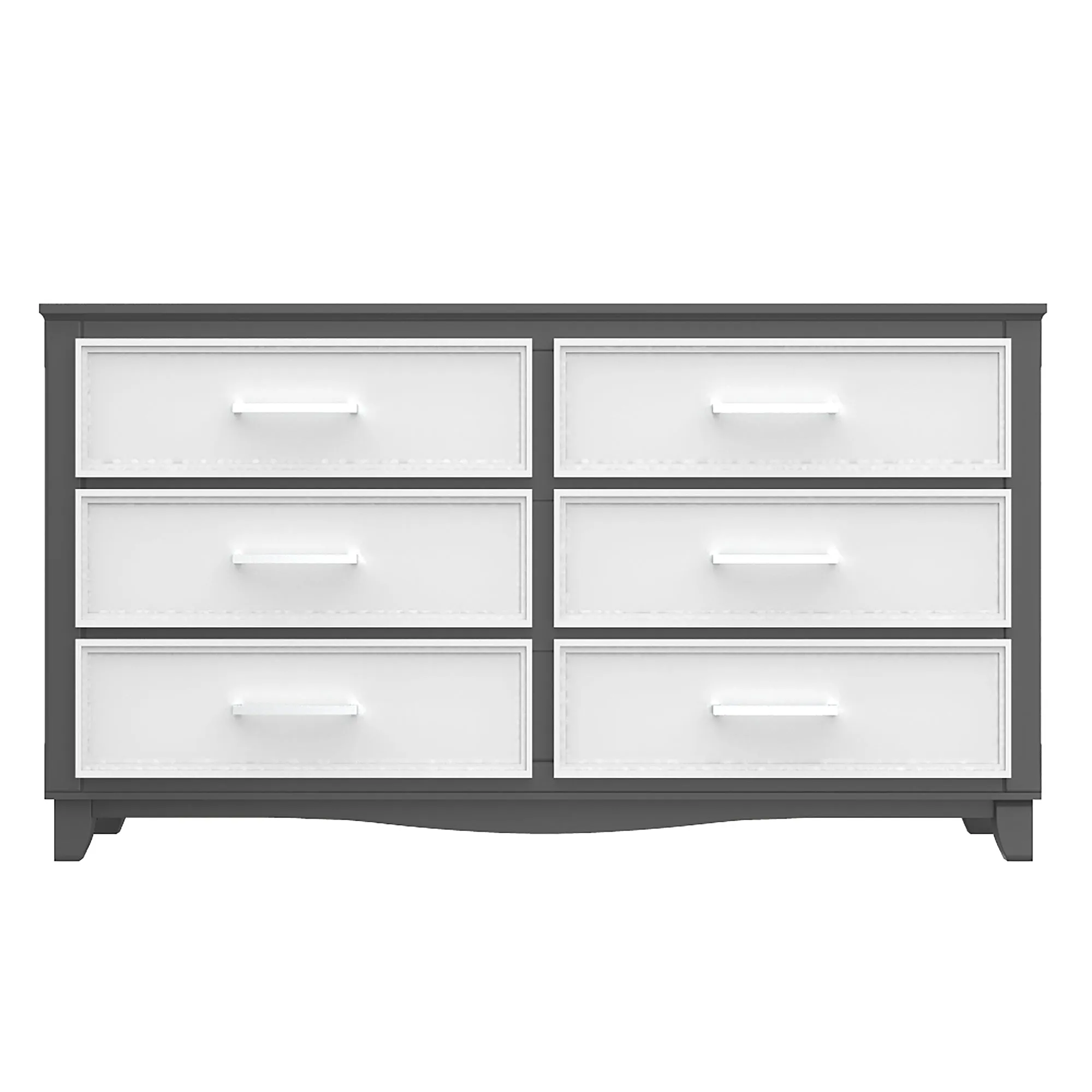 6-drawer double dresser organization for home decor, dark grey & white