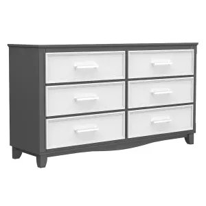 6-drawer double dresser organization for home decor, dark grey & white