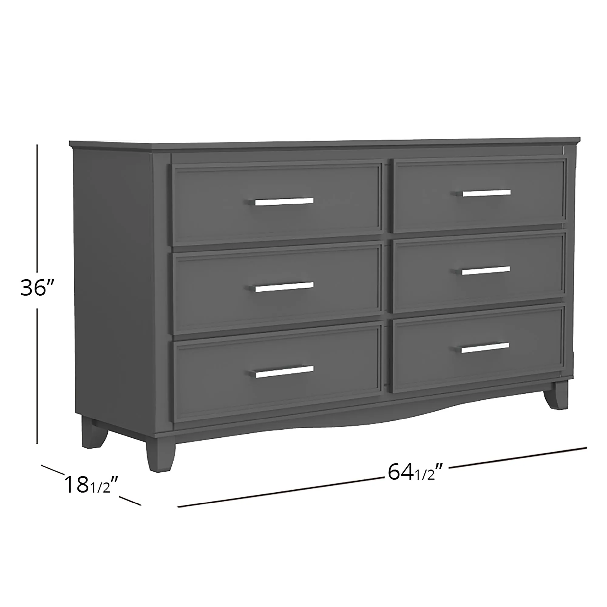 6-drawer double dresser organization for home decor, dark grey