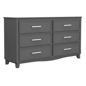 6-drawer double dresser organization for home decor, dark grey