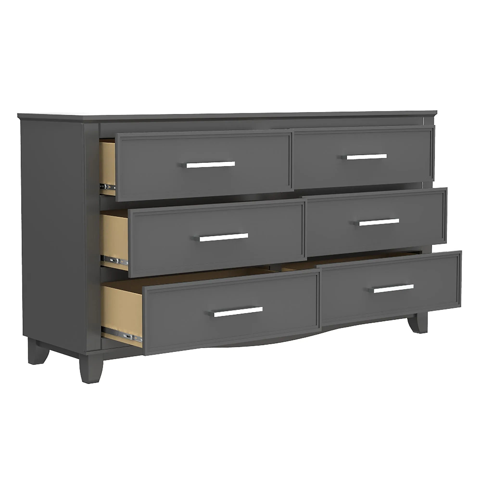6-drawer double dresser organization for home decor, dark grey