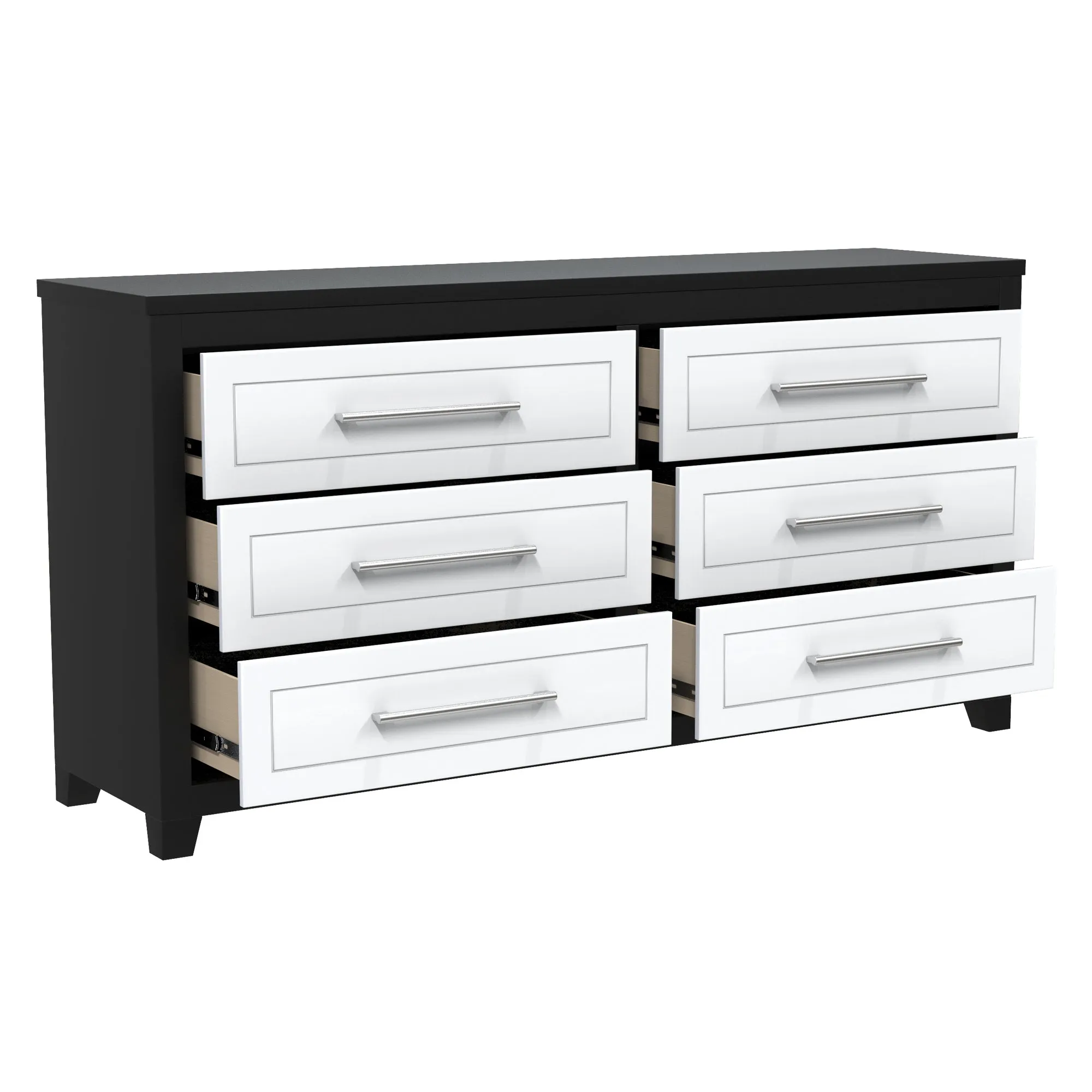 6-drawer double dresser organization for home decor, java & white