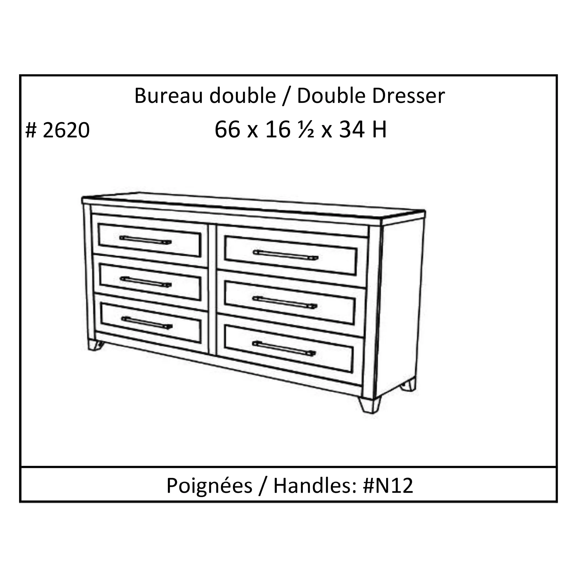 6-drawer double dresser organization for home decor, java & white