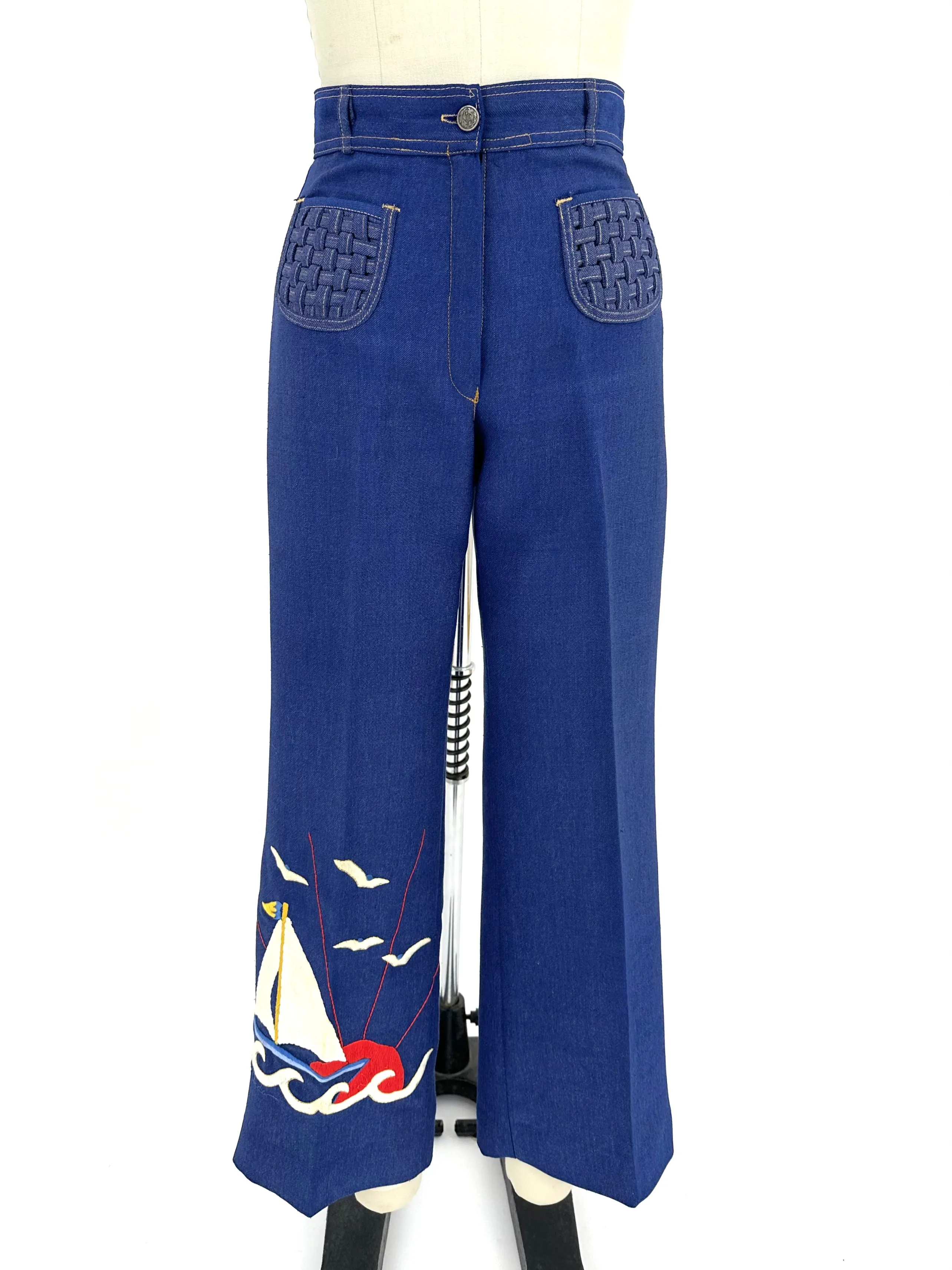 70s Sailboat Embroidered Pants