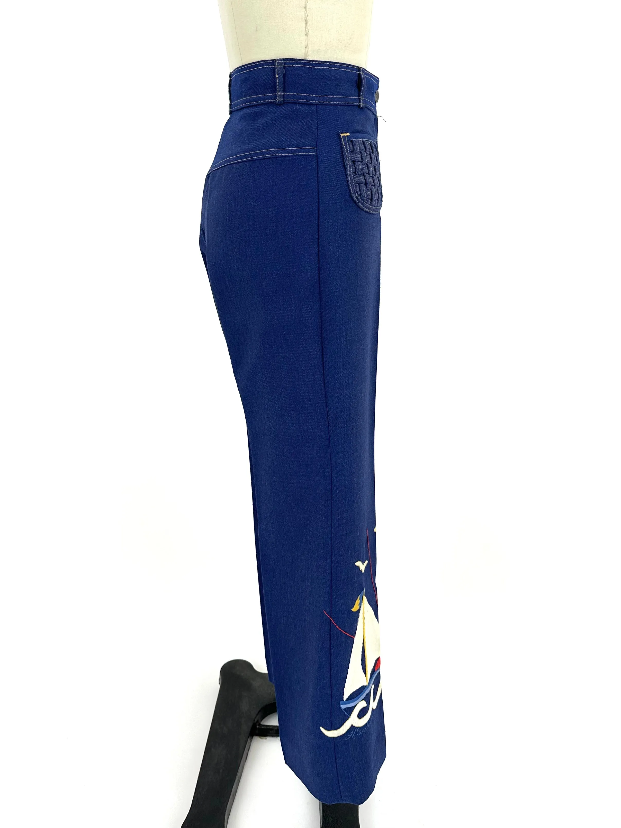 70s Sailboat Embroidered Pants