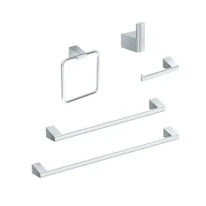 A-Line Bathroom Accessories Set - Wall Mount - Brass/Polished Chrome