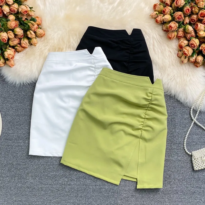 A-line Skirts High Waist Summer Solid Color Short Skirt Female