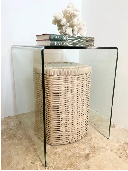 A Pair, Vintage Glass Waterfall Tables