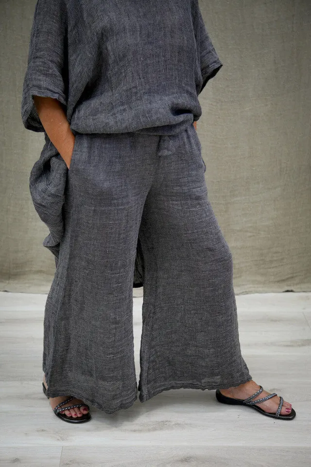 Alessa Wide Leg Pants - Black & White Woven